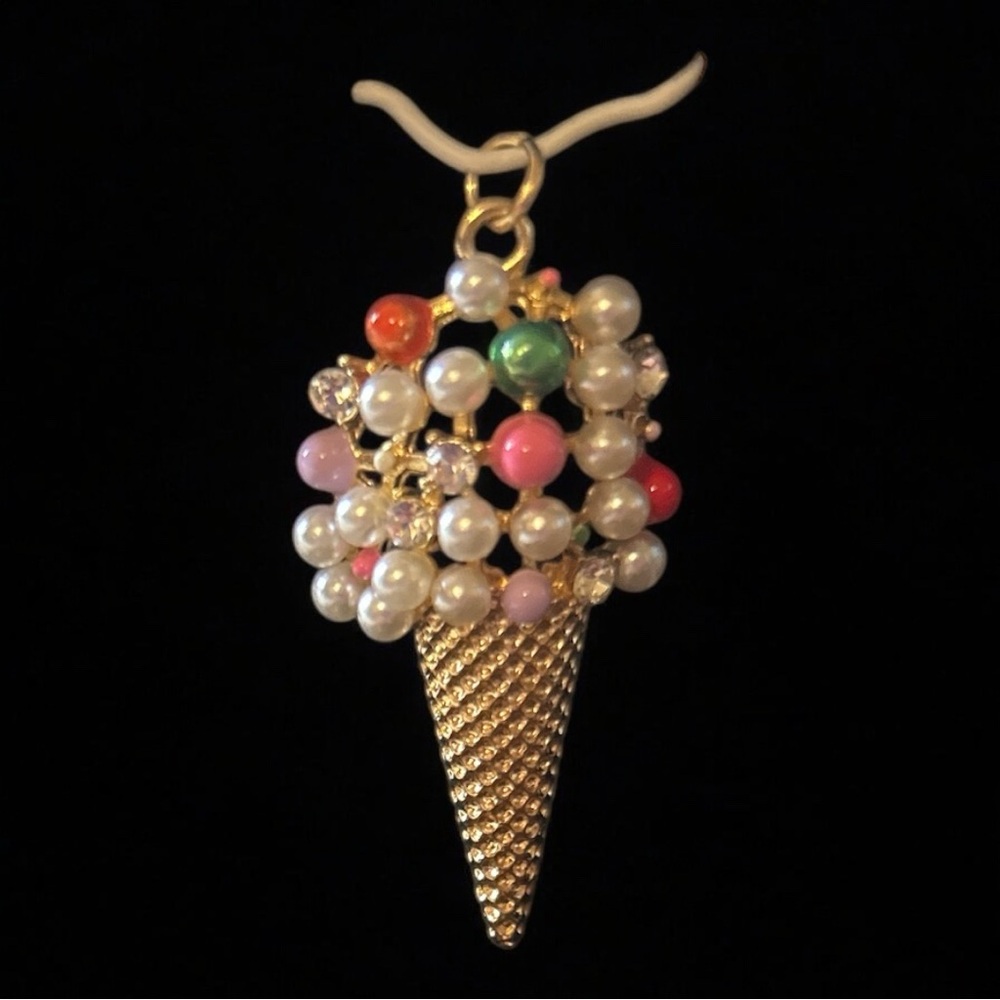 Gold over brass and Multicolor Ice Cream Cone Pendant. NWOT